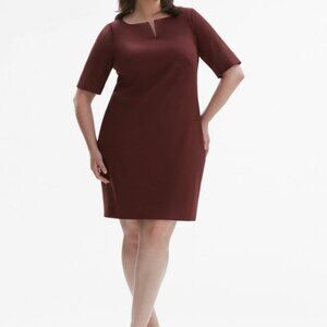 M.M. LaFleur The Narie Dress Ponte, Chocolate (Deep Burgundy) Size +2 (2x)